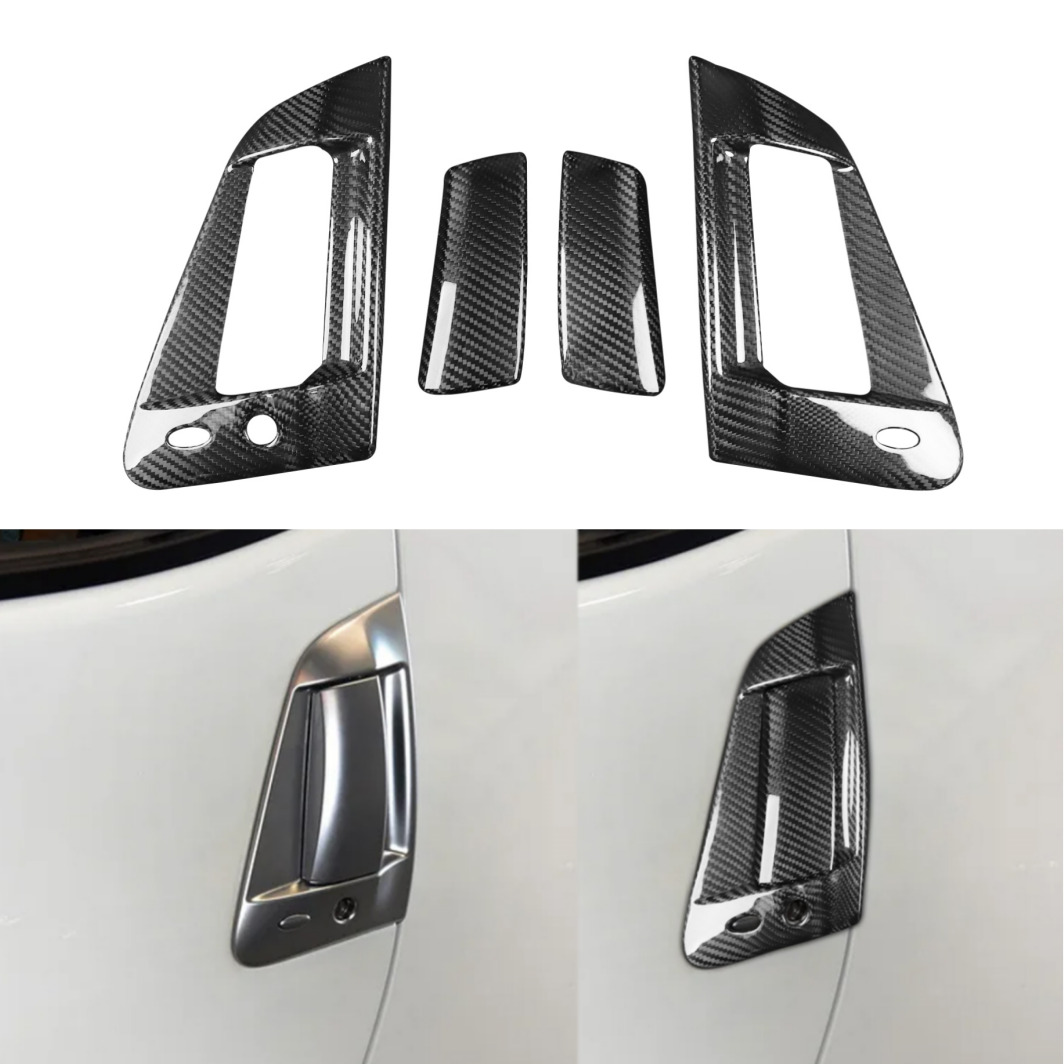 4x Dry Carbon Fiber Exterior Door Bowl Handle Trim Cover For Nissan 370Z 2009-20