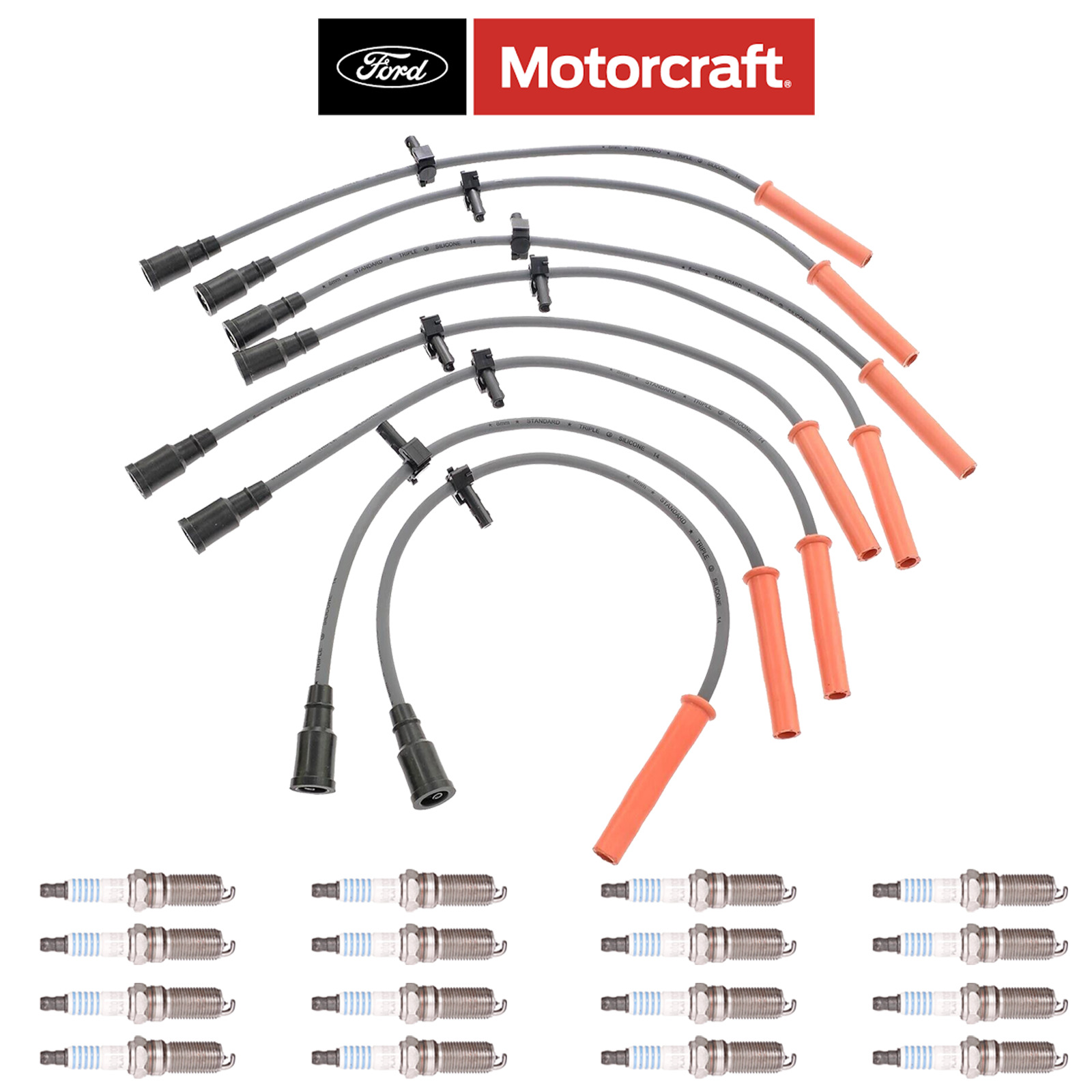 Motorcraft Spark Plug + Wireset For 2010-2012 Ford F-150 F-250 F-350 6.2L V8