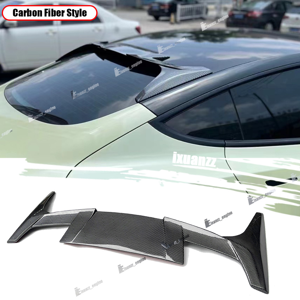 For 2017-2023 Tesla Model 3 Carbon Style Rear Trunk Roof Spoiler Boot Wing Lip