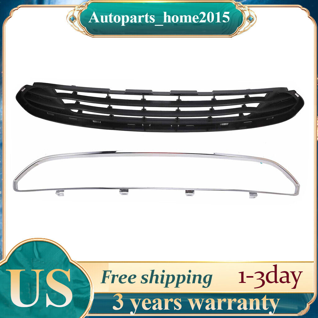 For 2010-12 Ford Fusion Front Bumper Lower Grille W/Chrome Molding Trim Kit 2pcs