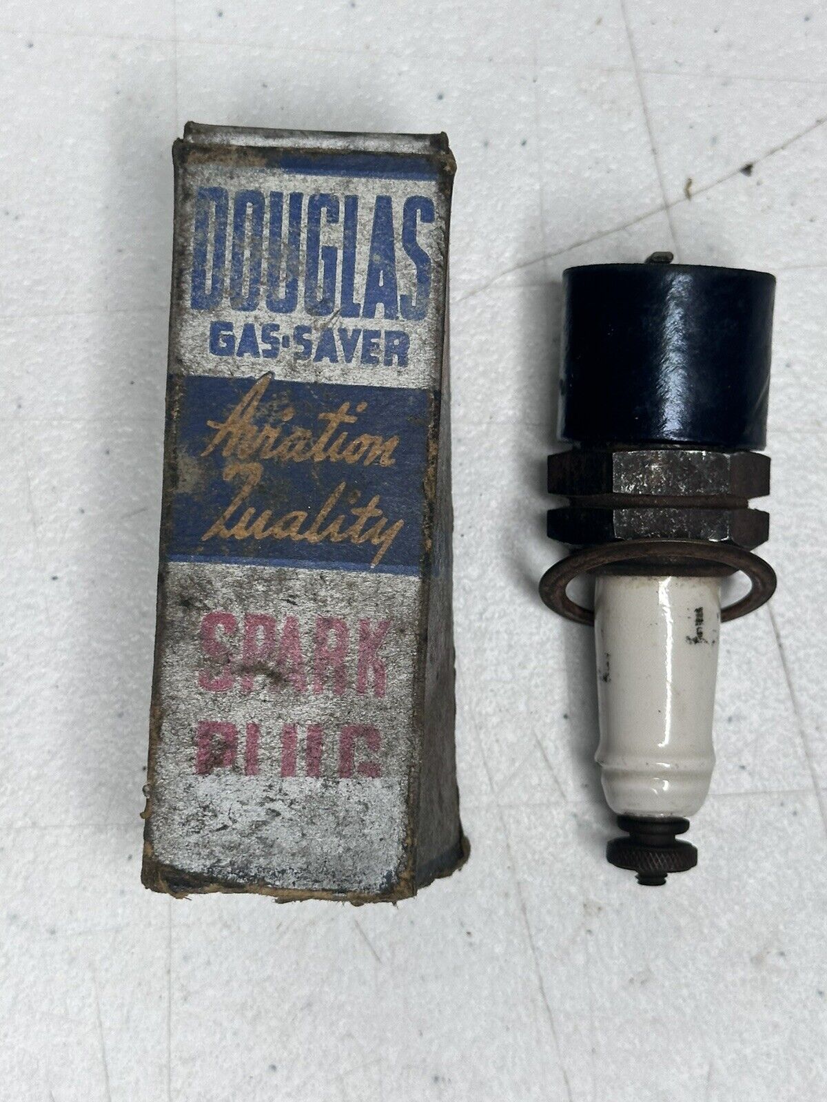 Rare Vintage Douglas Aviation Gas-Saver Spark Plug with Original Box Collectible