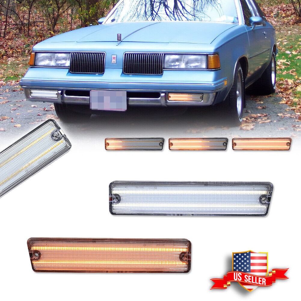 Clear Switchback LED DRL Turn Signal Lights For 81-88 Oldsmobile Cutlass Supreme