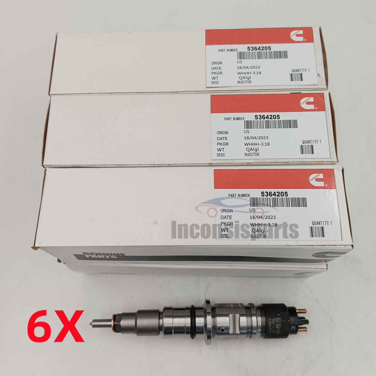 6x 5364205 0445124047 Fuel Injector Fits For 19-22 Ram 3500 6.7L Diesel Cummins