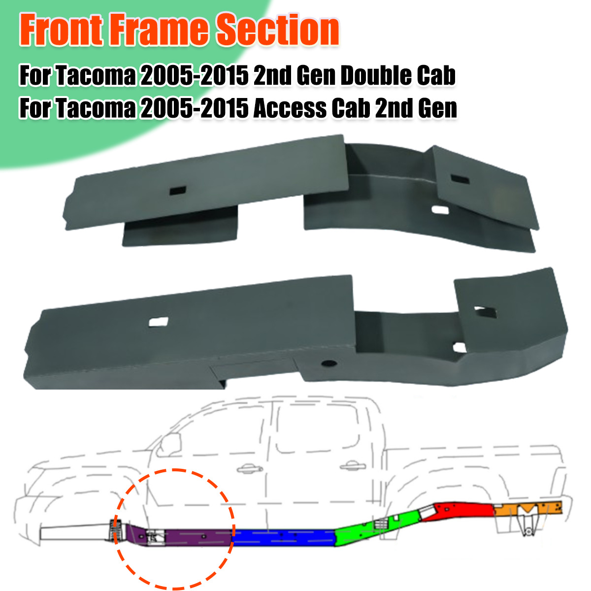 Front Frame Section Set for Tacoma 2005-2015 Double Cab/Access Cab 2nd Gen 