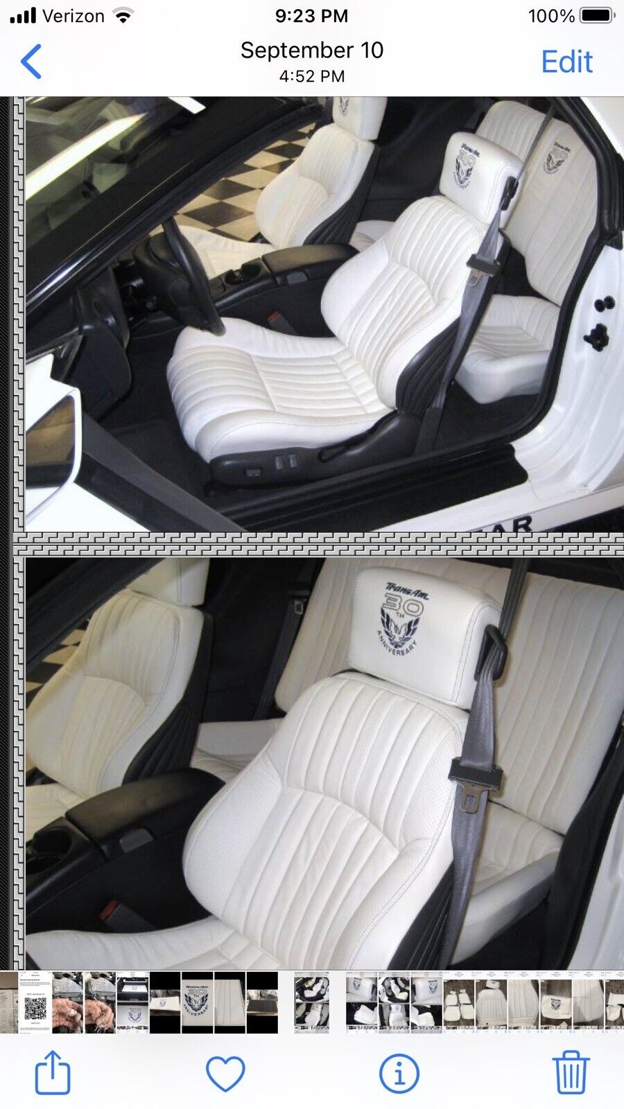 1999 30TH Anniversary Pont Trans Am LEATHER SEAT COVERS WITH 30TH logos IN STOCK