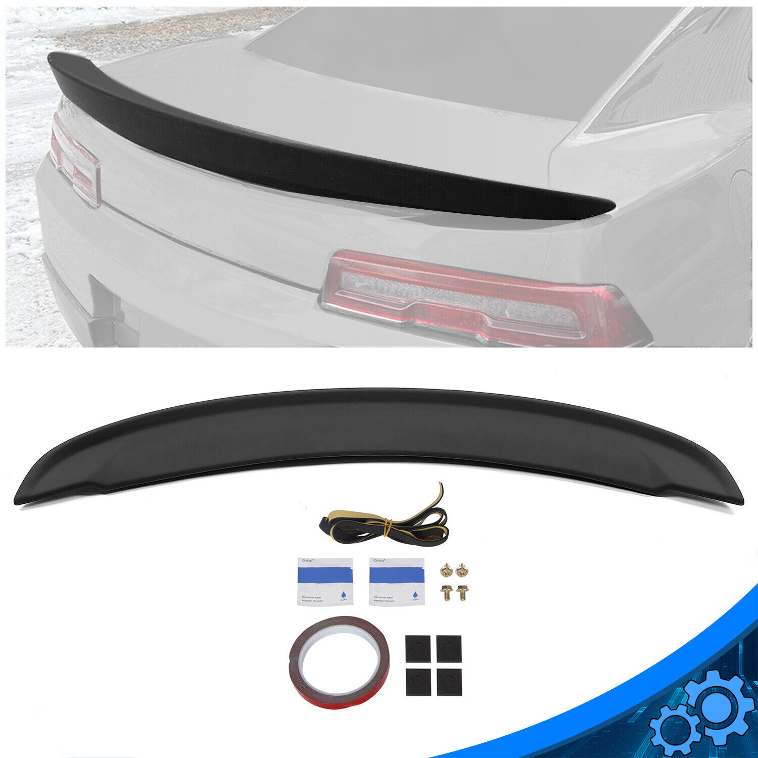 Fits 14-15 Chevy Camaro Flush Mount Z28 Style High Rear Wing Trunk Spoiler