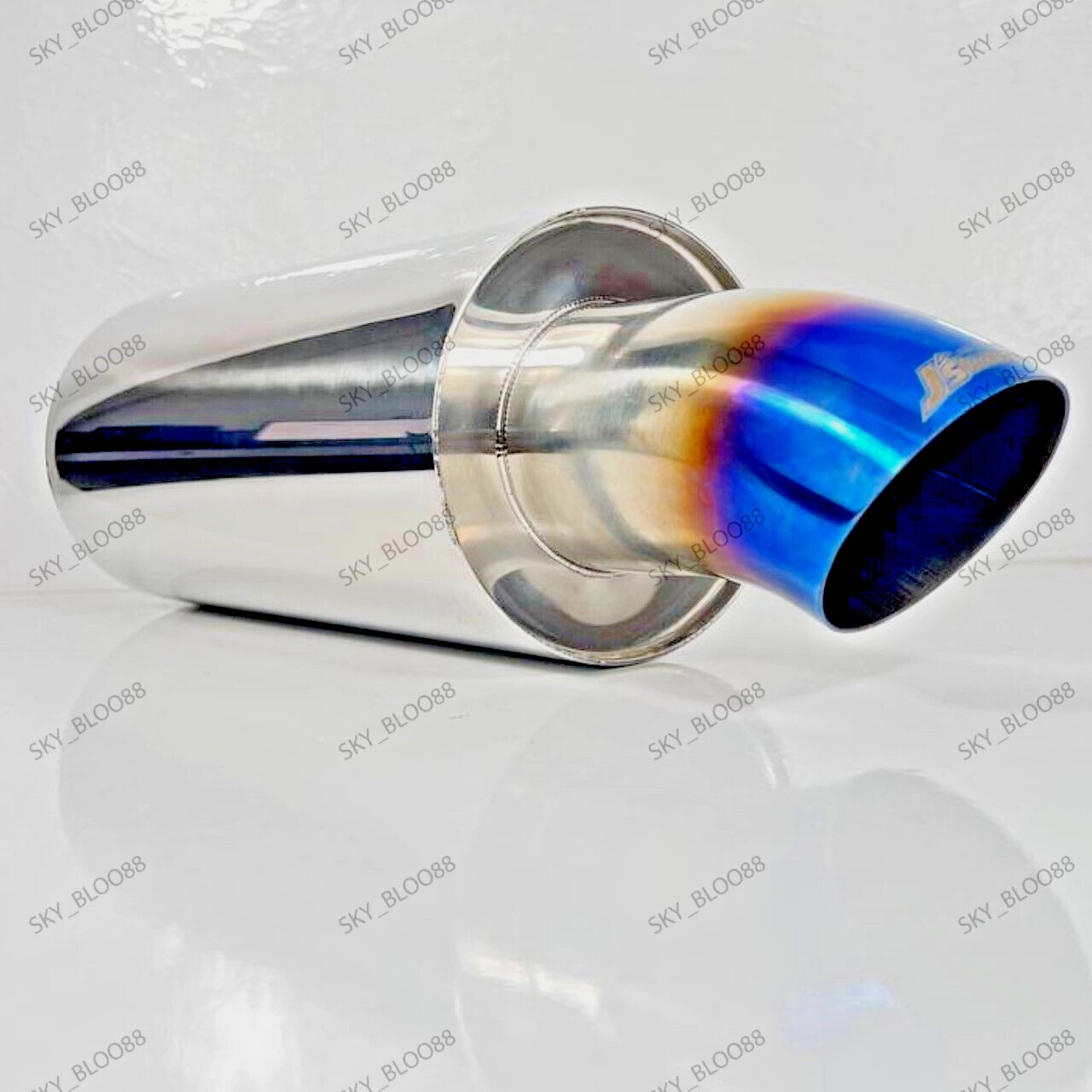 JS Racing Stail Exhaust Muffler+Blue Tip Tail Out Ø3.0\