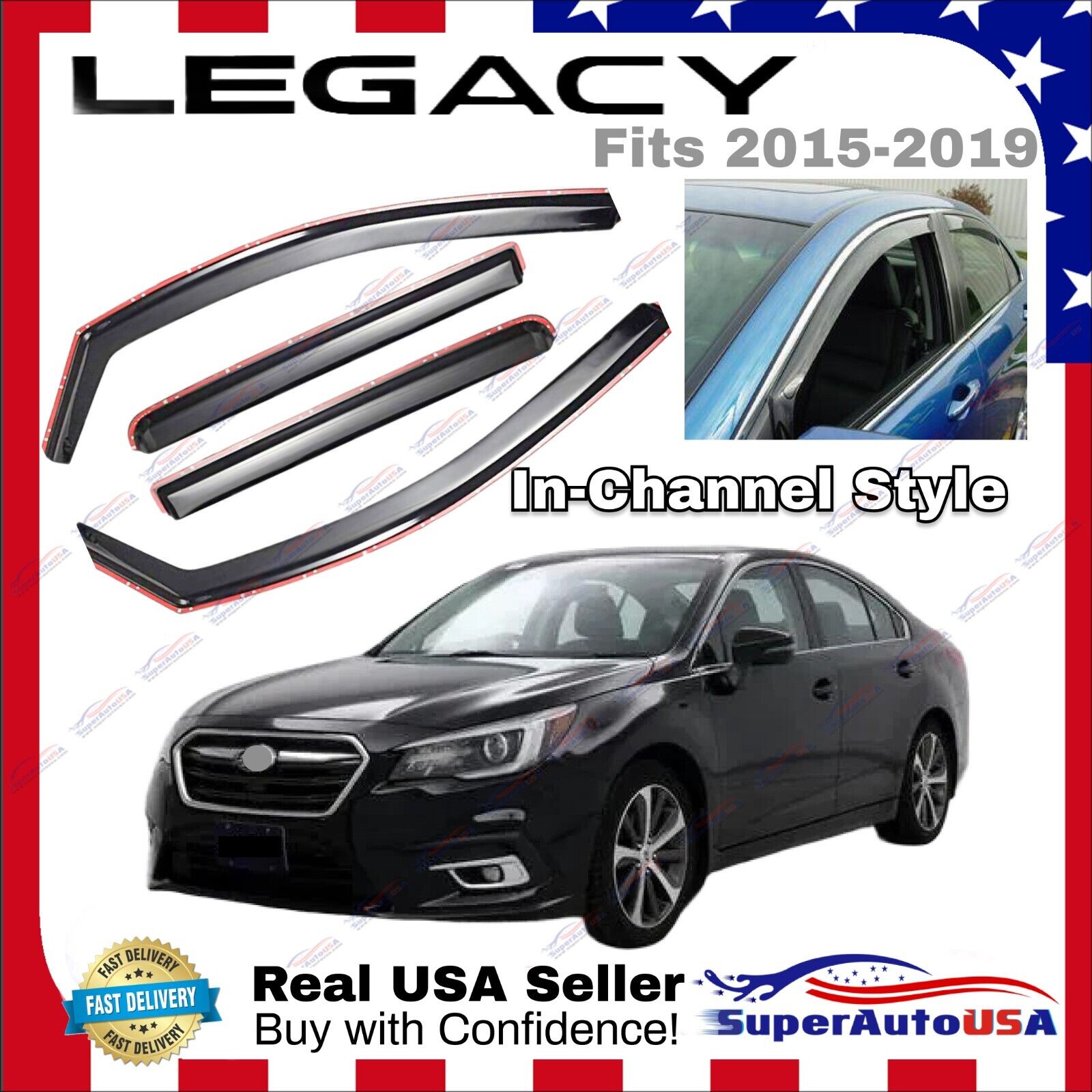 For Subaru Legacy 2015-2019 In-Channel Vent Window Visors Rain Guard Deflectors