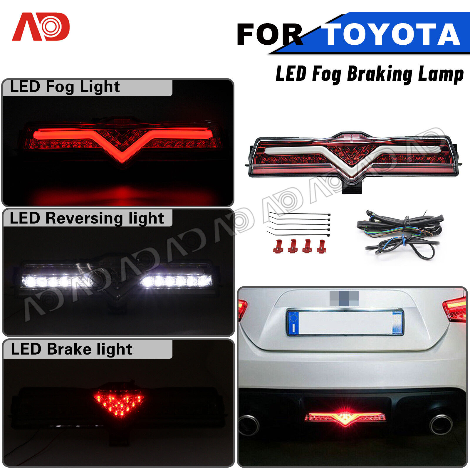 Red LED Rear Bumper Reverse Brake Fog Light Lamp For 2013-up  Scion FRS GT86 BRZ