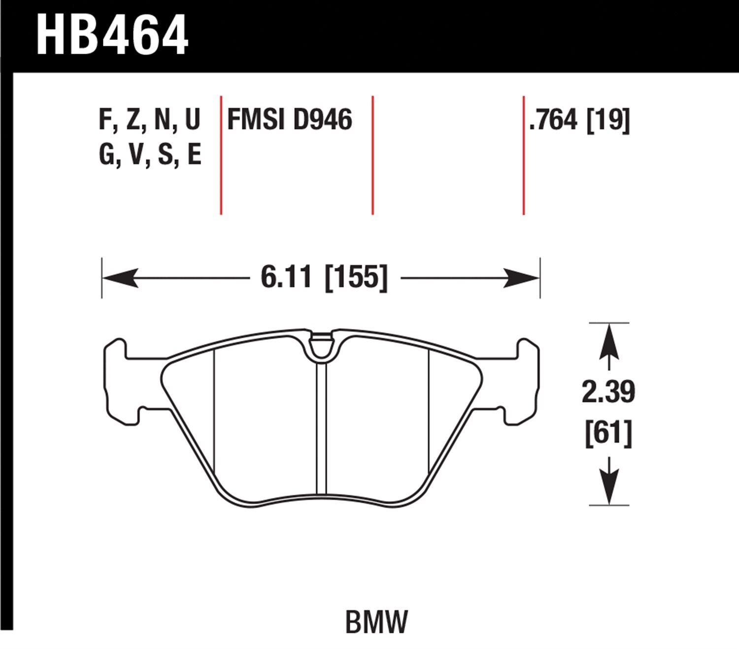 Hawk Performance HB464F.764 Virtually Noise-Free Disc Brake Pads