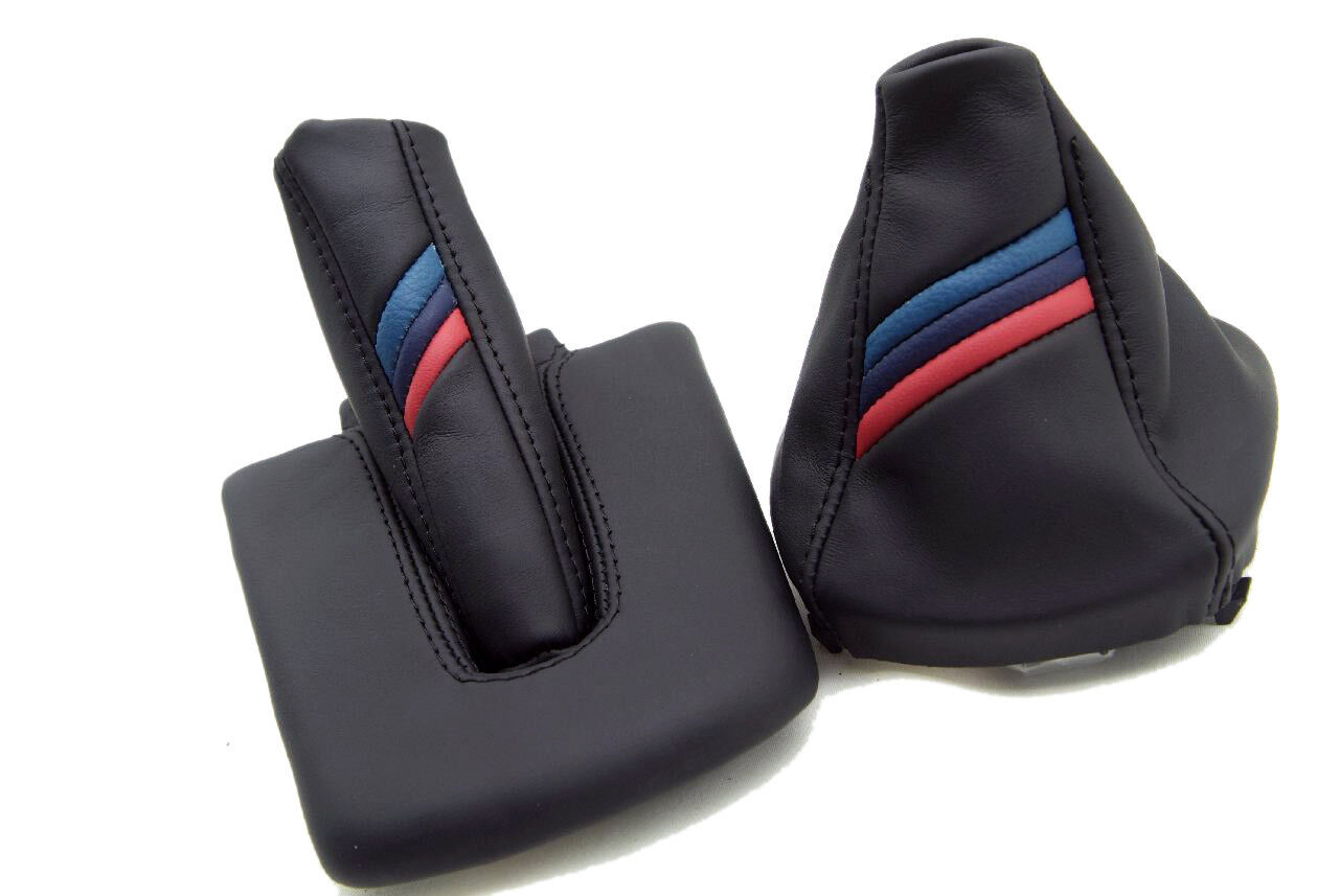 Fits 03-08 BMW E85 86 Z4 Leather Manual Shift Boot & Ebrake Boot Style Stripes