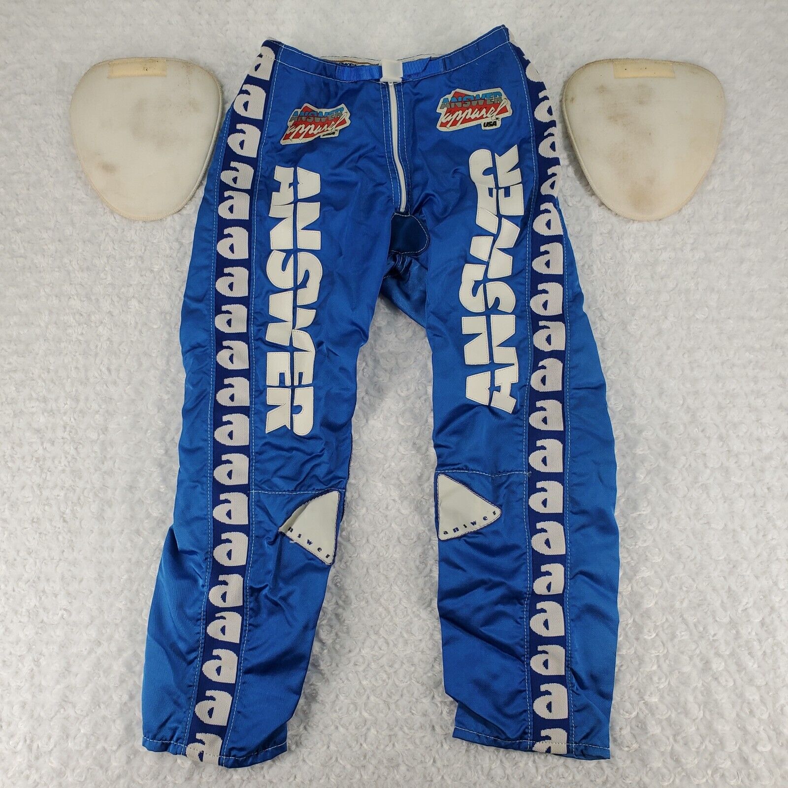 Vintage Answer Motocross Pants 32 (30) Blue 80's + Original Hip Pad Inserts MX