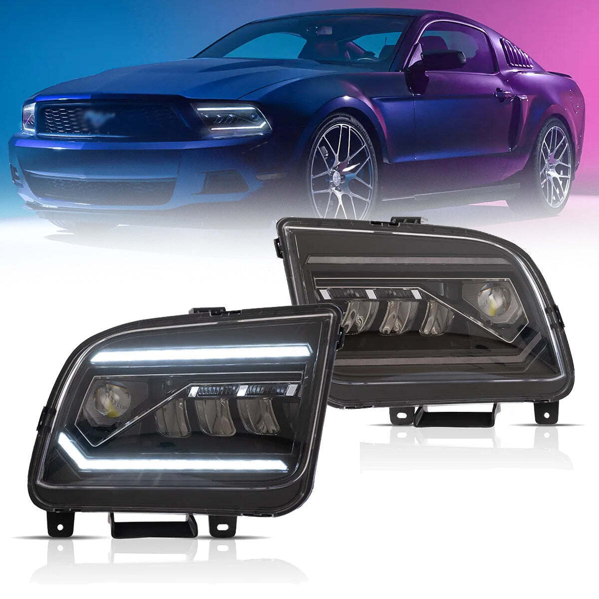 VLAND LED Headlights For Ford Mustang 2005-2009 Front Lights W/StartUp Animation