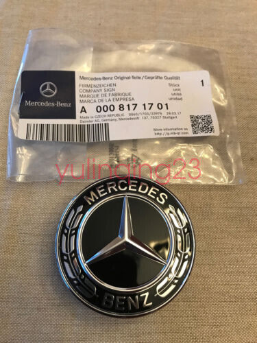 NEW FOR Mercedes Benz Hood Black Flat Laurel Wreath Badge Emblem A0008171701