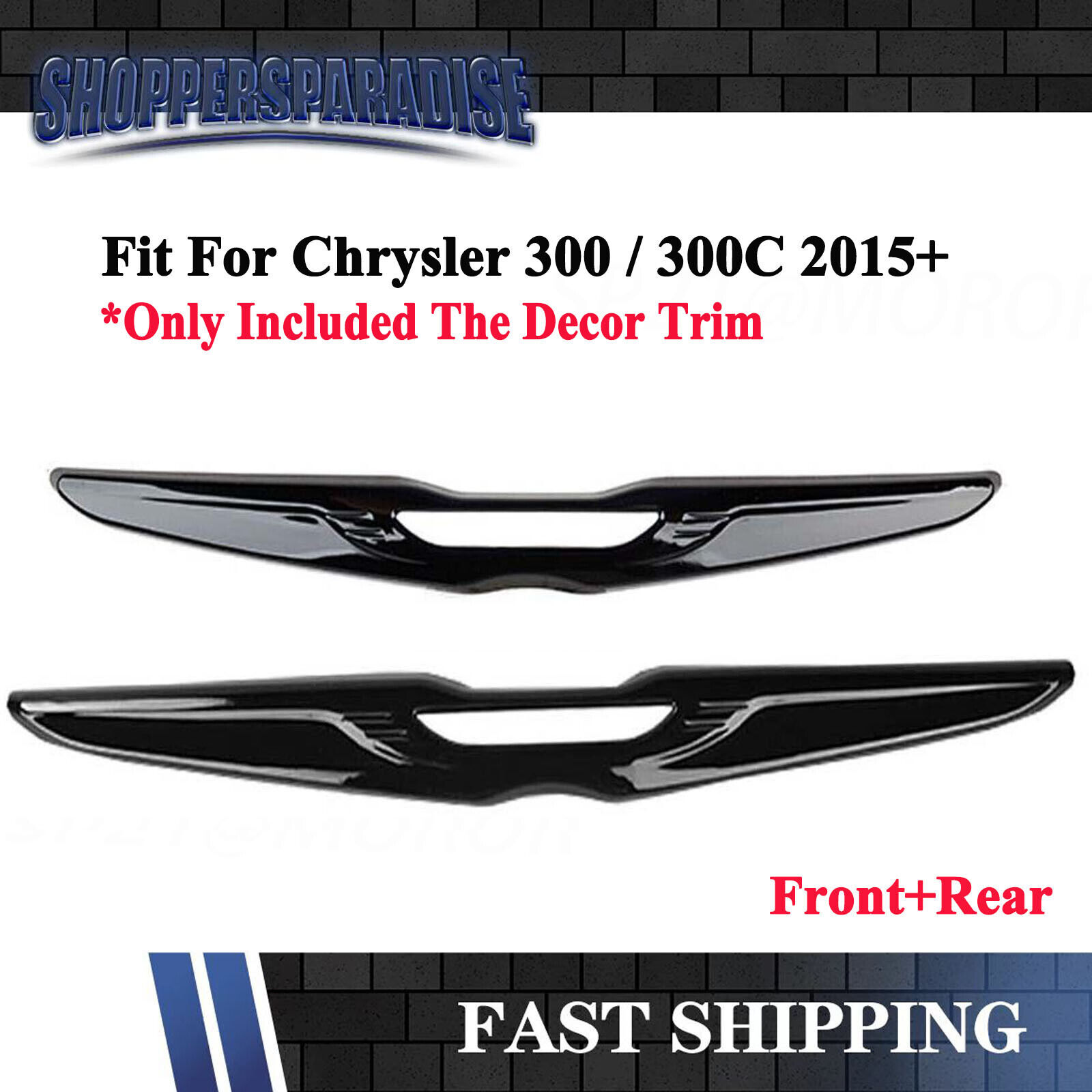Gloss Black Front Rear Car Badge Emblem Cover Decor Trim For Chrysler 300C 2015+