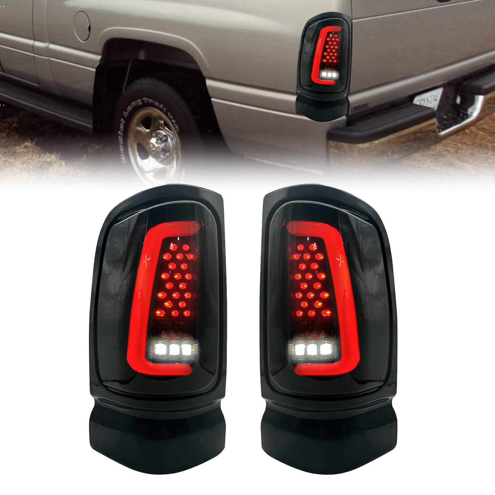 For 1994-2001 Dodge RAM 1500 2500 3500 LED Tail Lights Rear Turn Signal Lamps