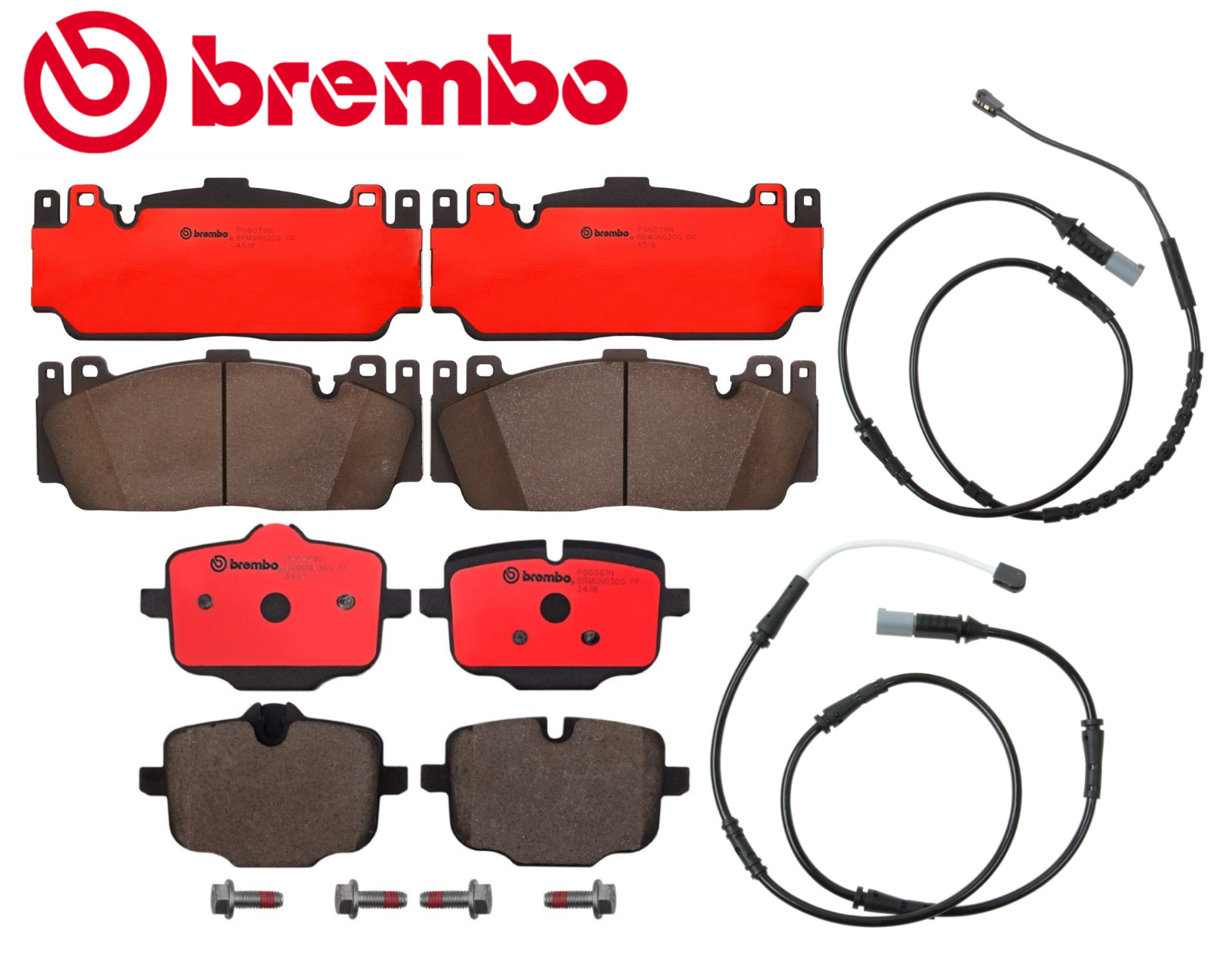Front Brake Pad & Rear Brake Pad Ceramic OEM Brembo + Sensor for BMW M5 M6 12-19
