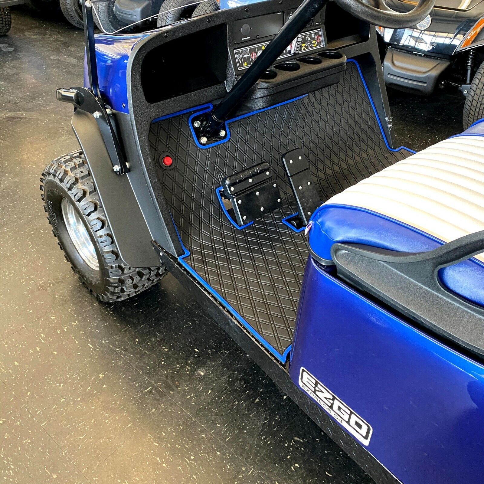Xtreme Mats EZGO Golf Cart Mat, Full Coverage Floor Liner -BLUE- Fits TXT, S4