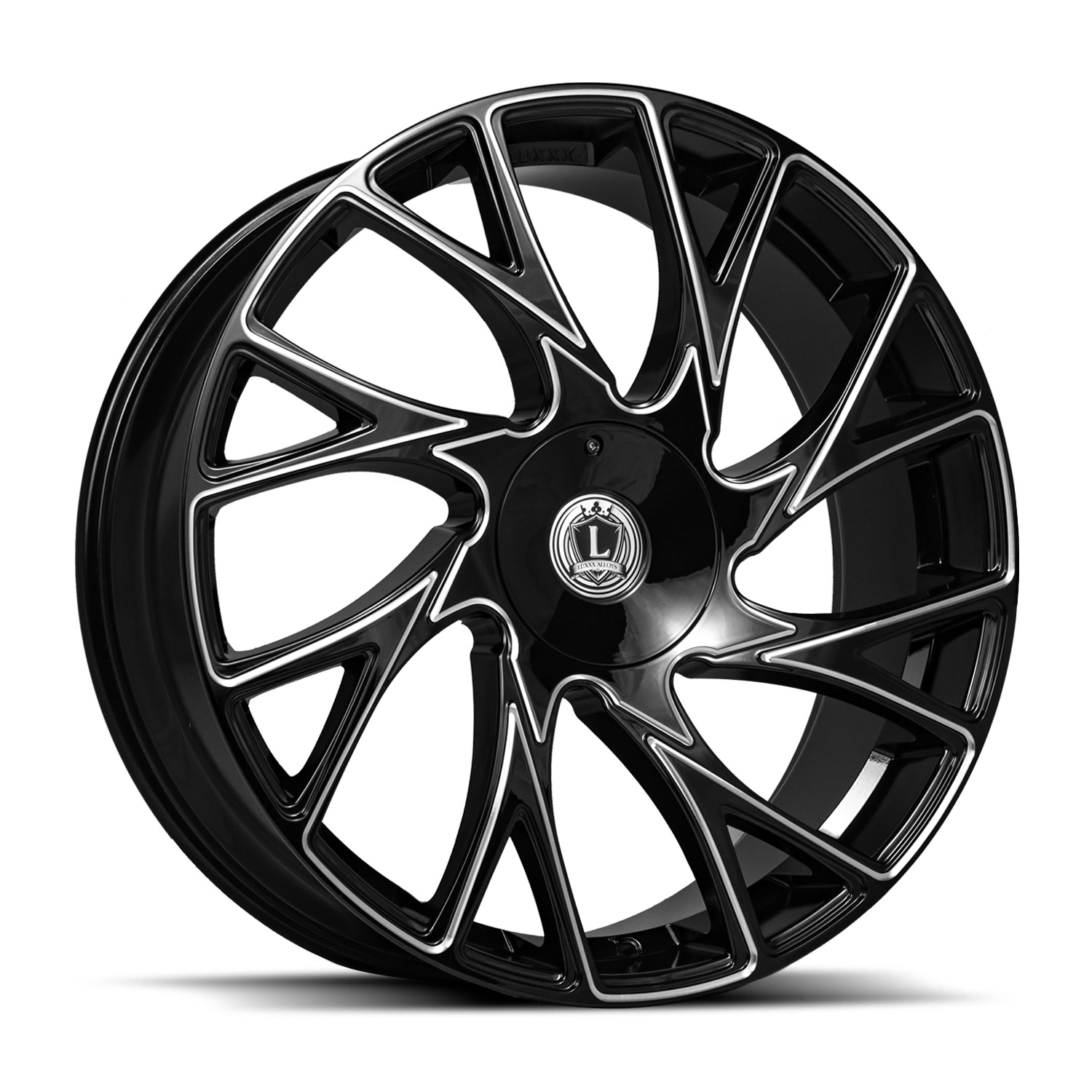 22X9 Luxxx Alloys LUX32 5X114.3/127 +33 73.1 Gloss Black Milled - Wheel