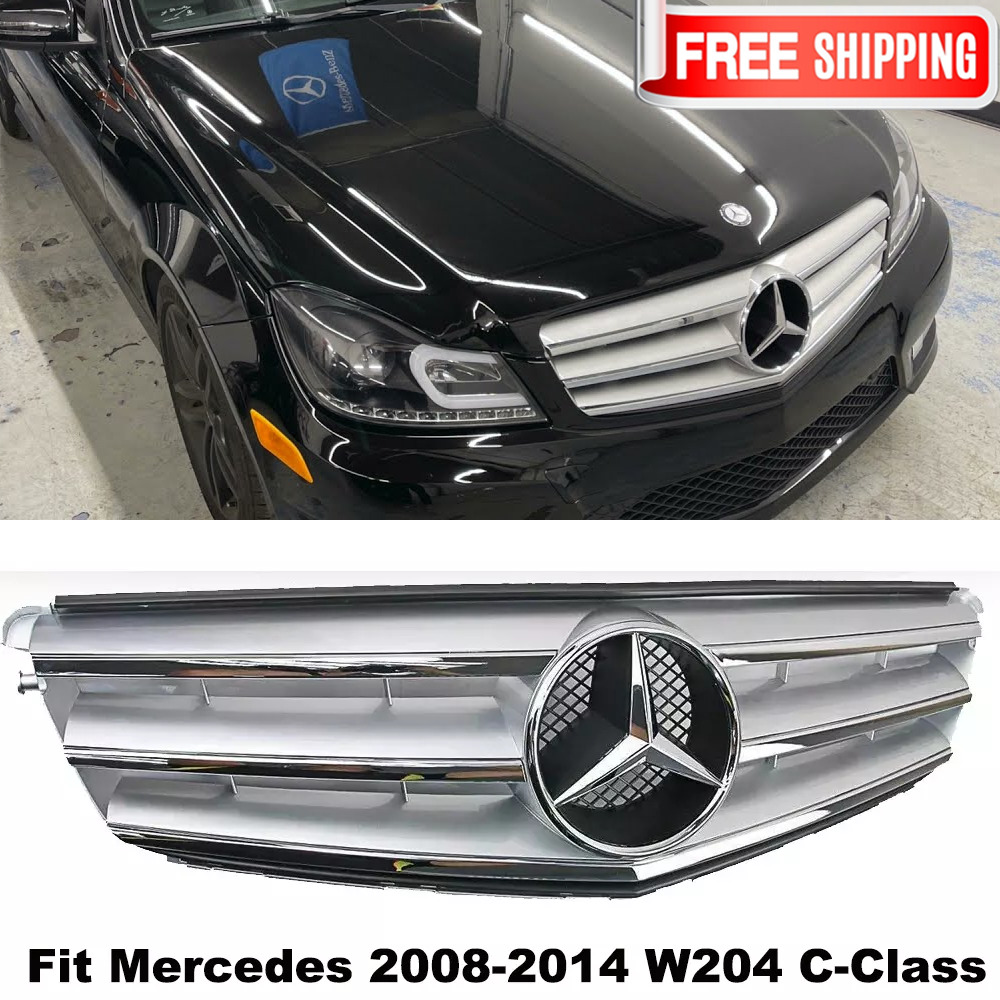 Sports Style Grille Grill W/Emblem For Mercedes W204 C250 C350 C300 2008-2014