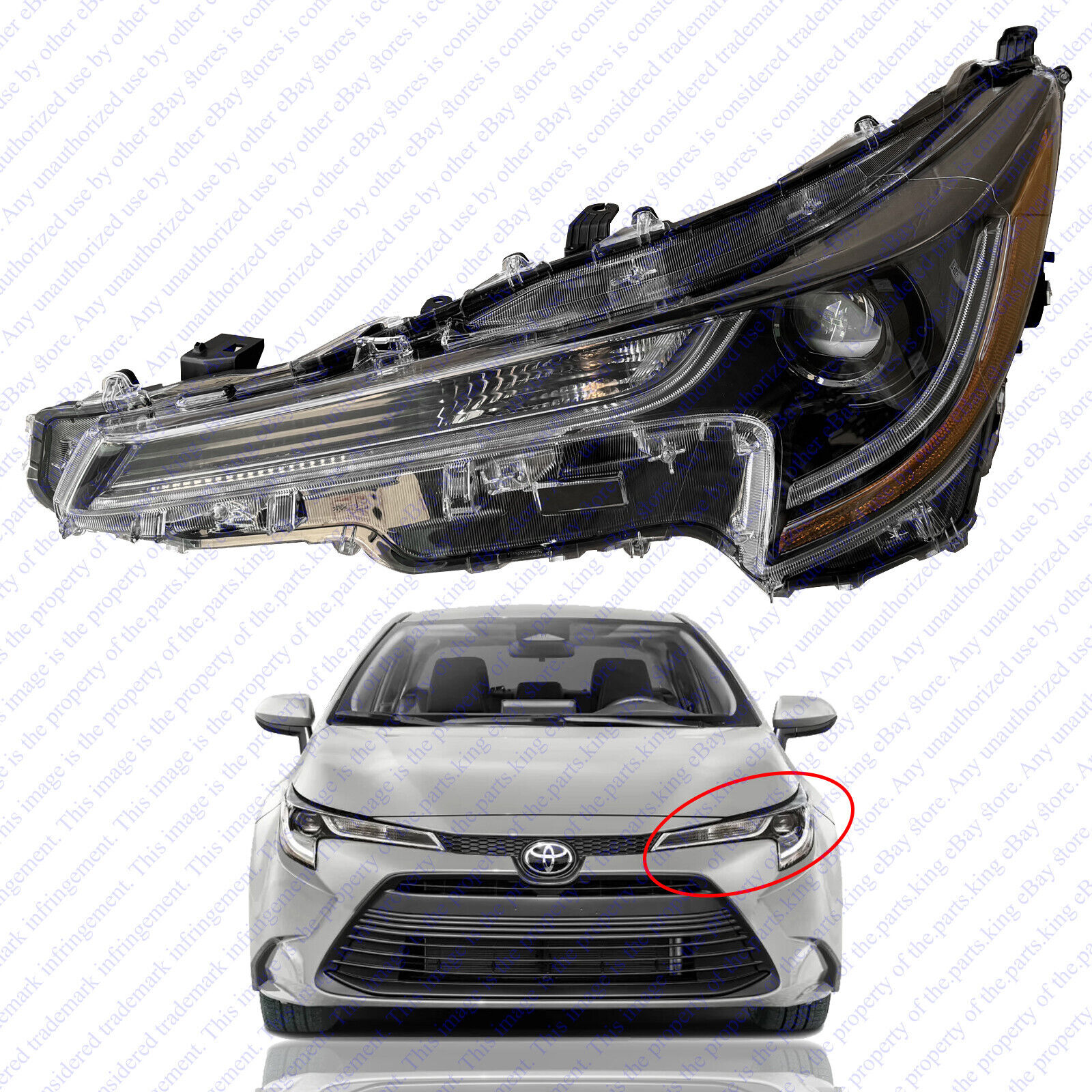 For 2023 2024 Toyota Corolla L LE Base LED Headlight Lamp Assembly Left Driver