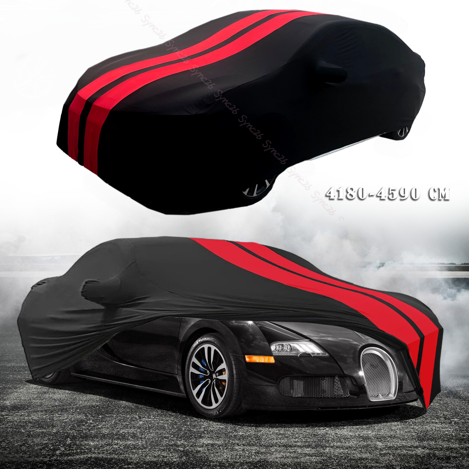 For Bugatti Veyron Red/Black Full Car Cover Satin Stretch Indoor Dust Proof A+