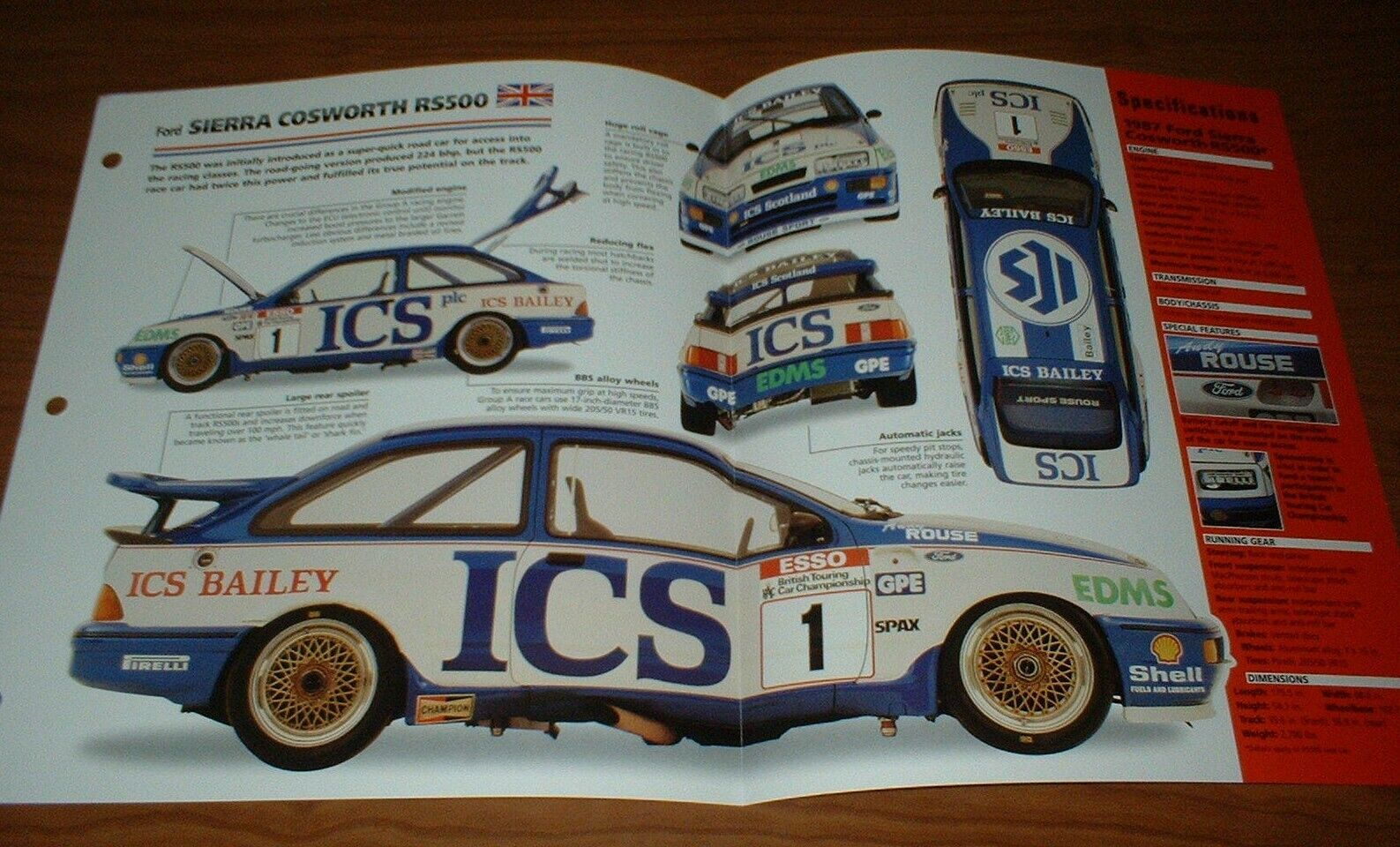 ★★1987 FORD SIERRA COSWORTH RS500 ORIGINAL IMP BROCHURE SPECS INFO RS 500★★