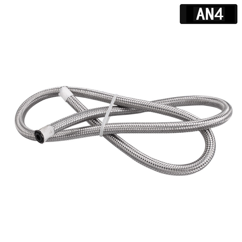 AN4 6 8 10 Braided Nylon Stainless Steel Fuel Line Oil Turbo Pipe Vacuum Hose