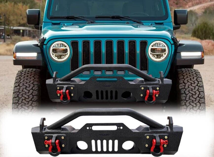Texture Stubby Steel Front Bumper Winch Plate For07-23 Jeep Wrangler JK/JL/JT