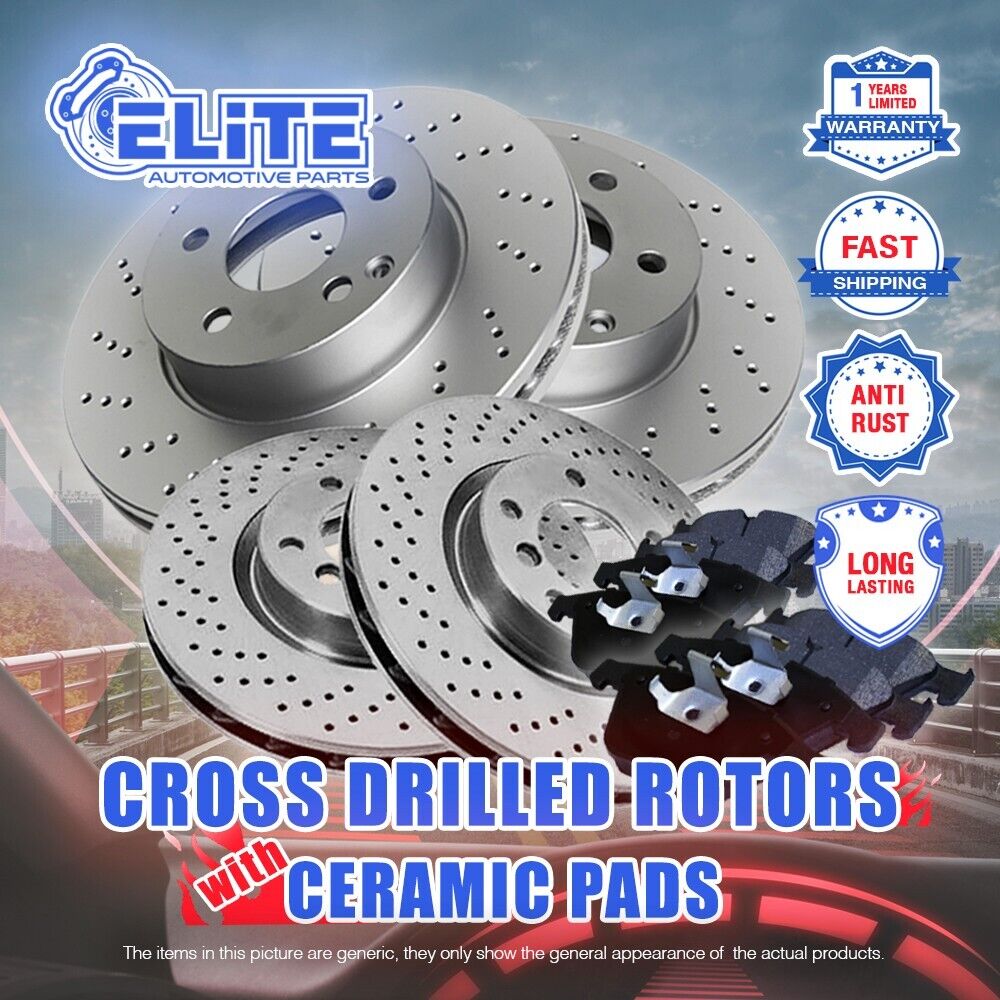 F+R Drilled Rotors & Ceramic Pads for 2005-2011 Audi A6 / A6 Quattro Rear Solid
