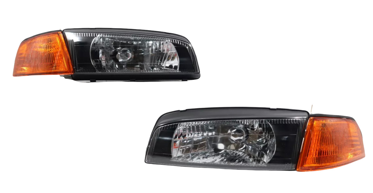 For 97 01 Mitsubishi Lancer EVO 4 JDM Black Headlights Lamps LH RH 97 98 99 00