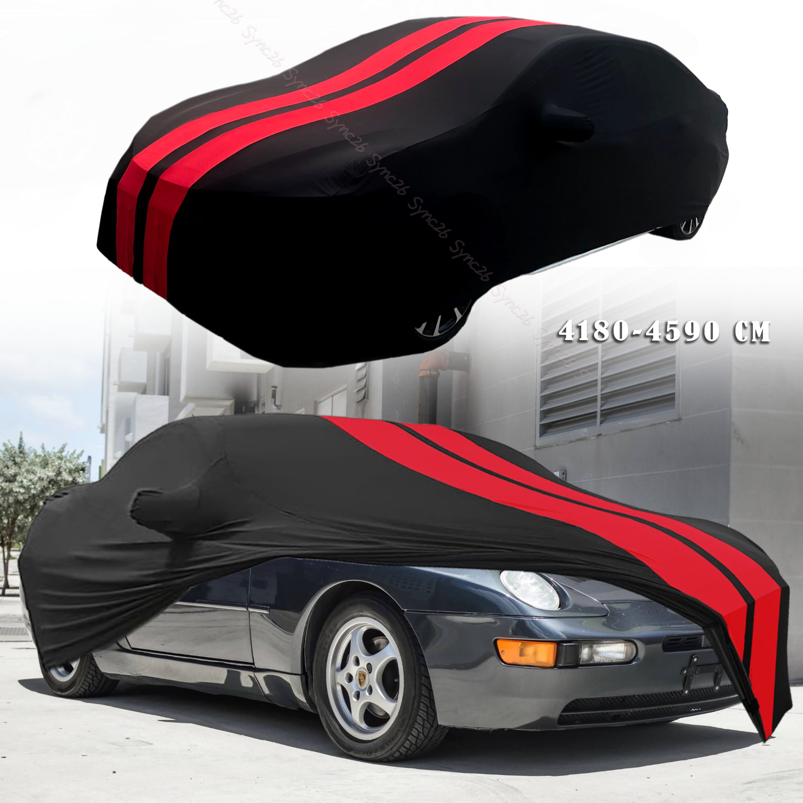 Red/Black Indoor Car Cover Stain Stretch Dustproof For Porsche 968 992 911 GT3