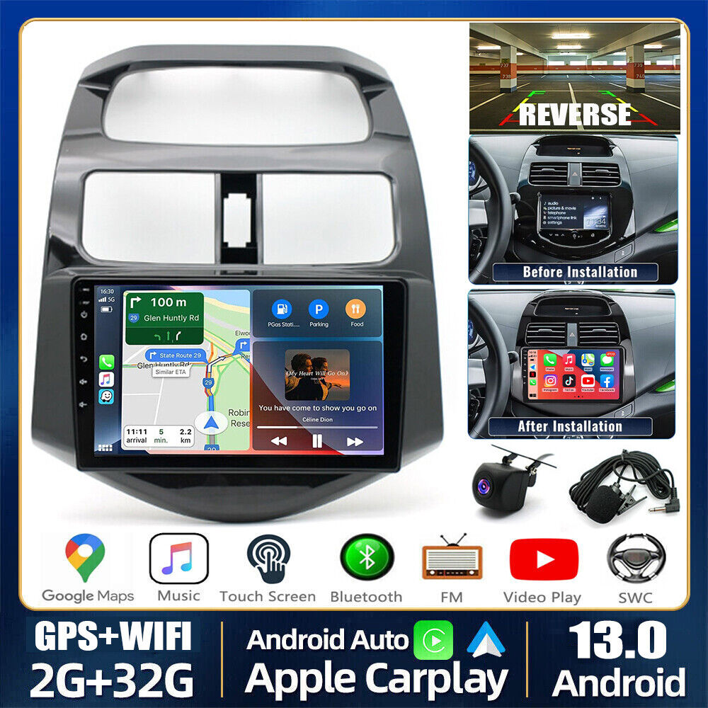 For Chevrolet Spark 2010-2015 Car Radio GPS Navi Android 13 Apple Carplay WIFI