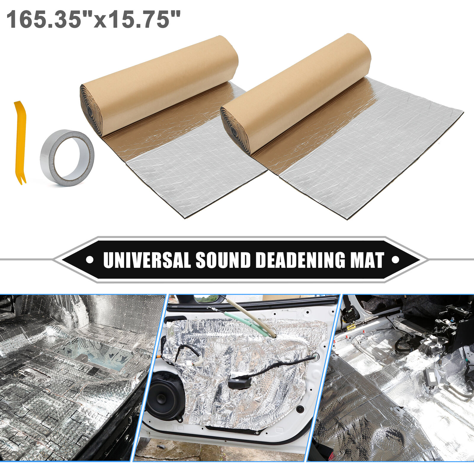 2pcs Car Sound Deadening Mat 157mil 36sqft Heat Insulation Aluminum Foil Foam