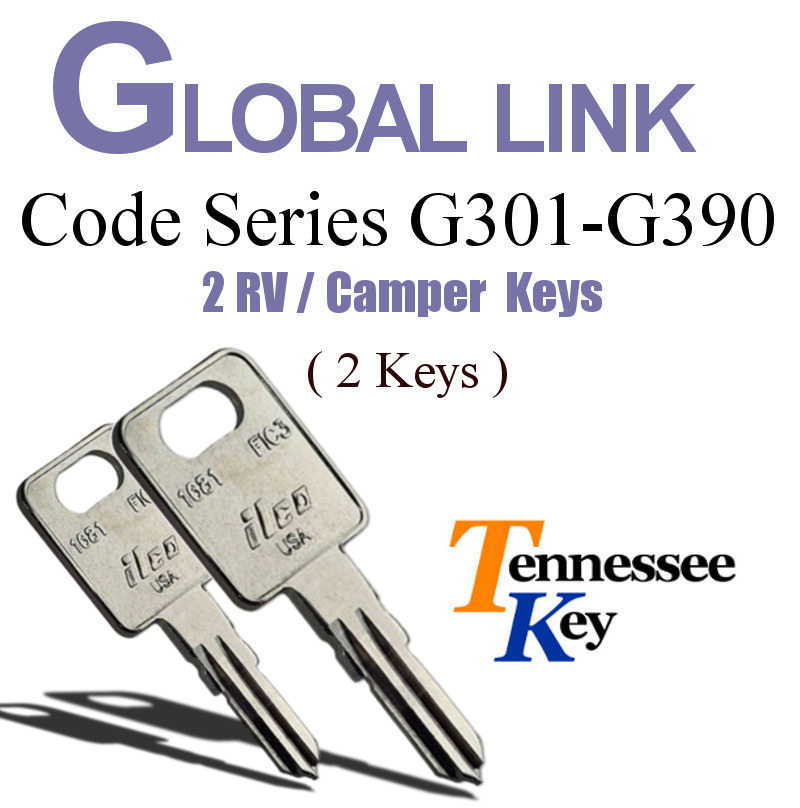 2 Global Link RV & Camper Lock keys / Select the key code  / Series G301 - G390