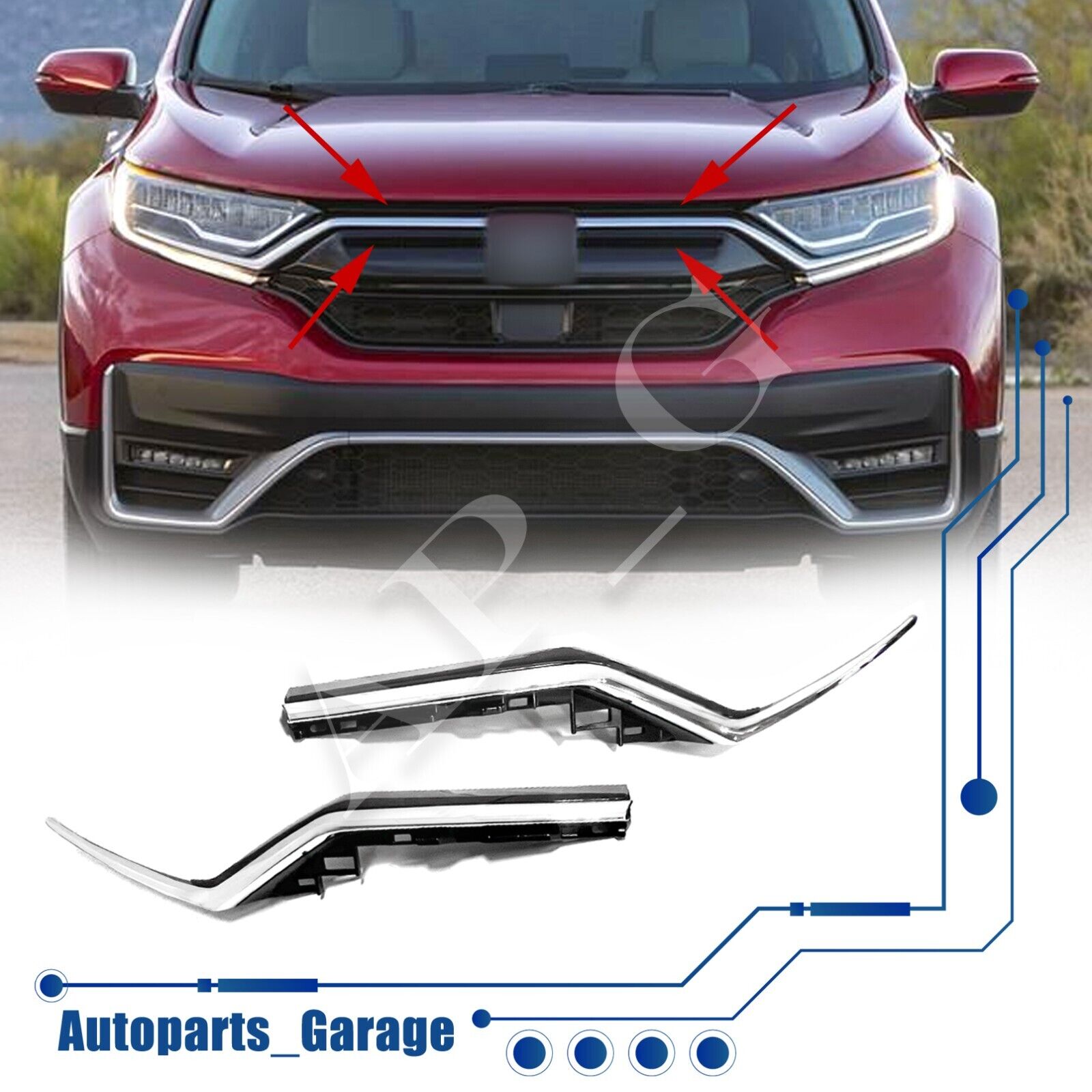 Chrome Front Grille Decor Headlight Trim Molding For Honda CR-V CRV 2020-2022