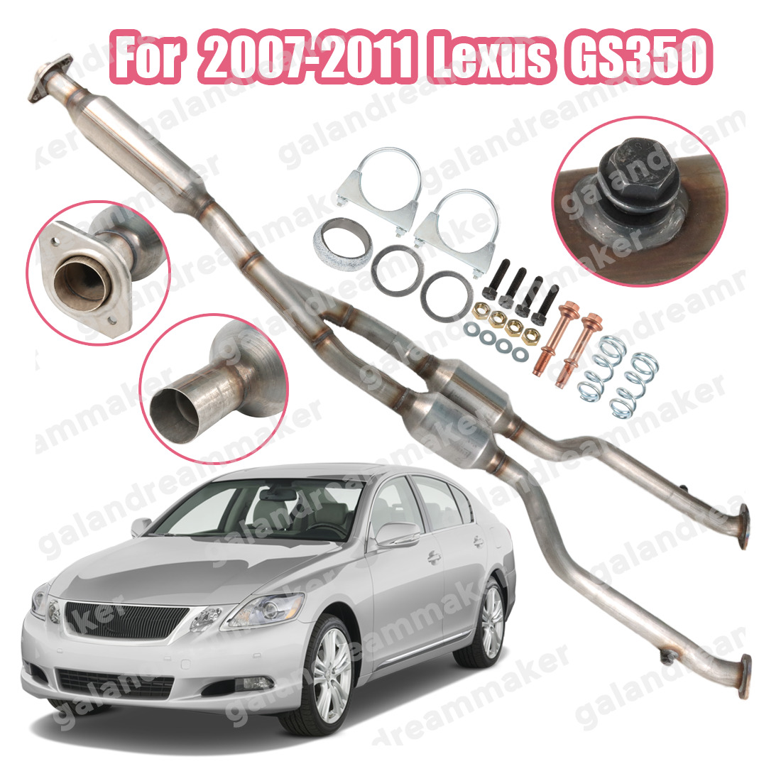 For 2007-2011 Lexus GS350 Rear Y Pipe & Catalyst Converter 4WD18H52-95