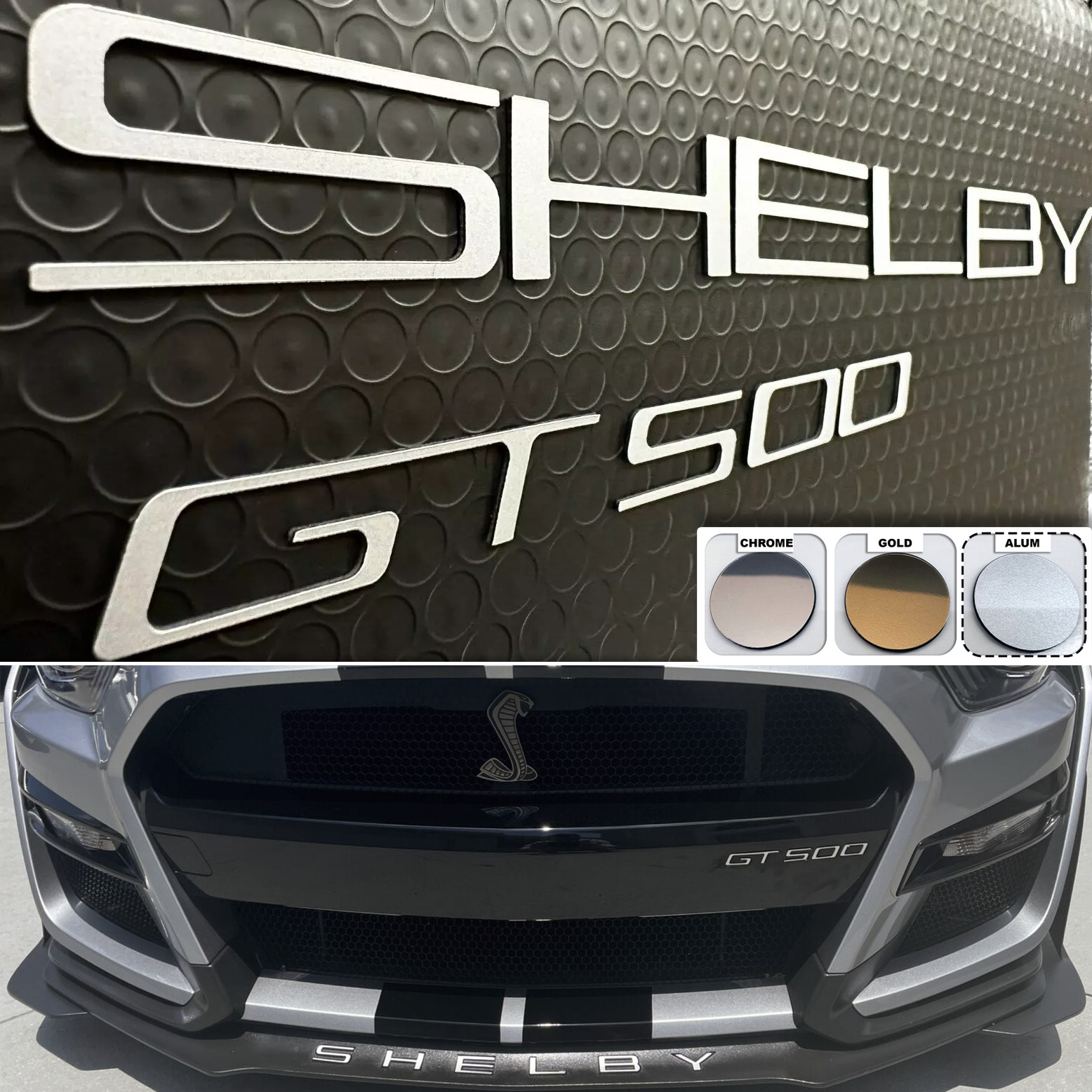 SHELBY + GT500 SPOILER SPLITTER BUMPER ALUM PLASTIC LETTERS INSERTS 2020-2024