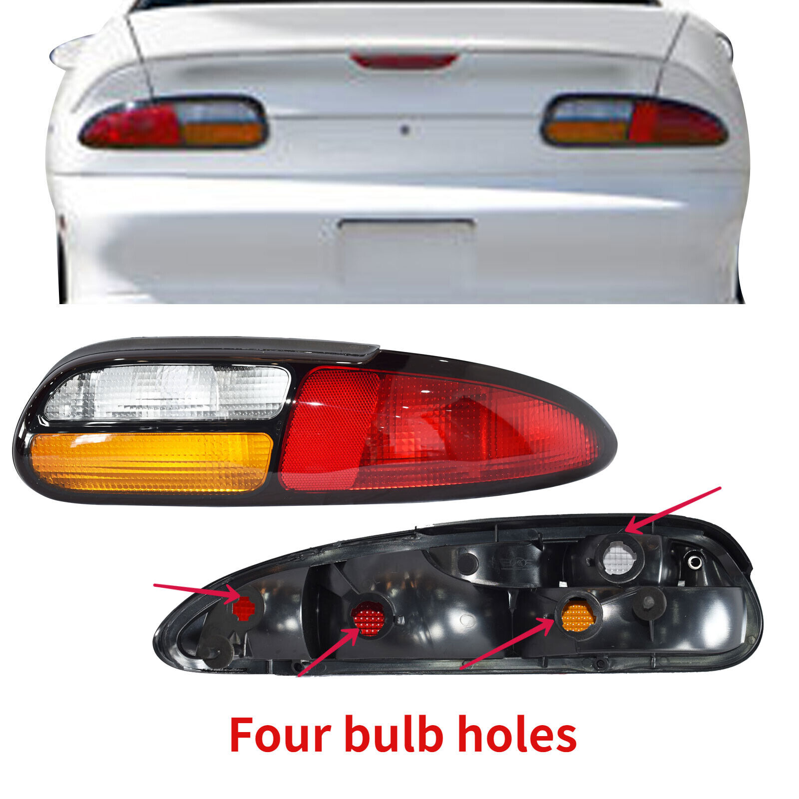 Rear Tail Lights Lamps Pair Four Bulb Holes Set For Chevrolet Camaro 1993-2002 
