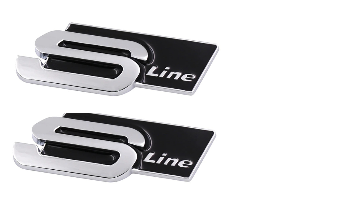 NEW 2X BLACK/RED SLINE S Line TRUNK Badge FENDER Emblem TT RS S3 S4 A6 A8 Q3