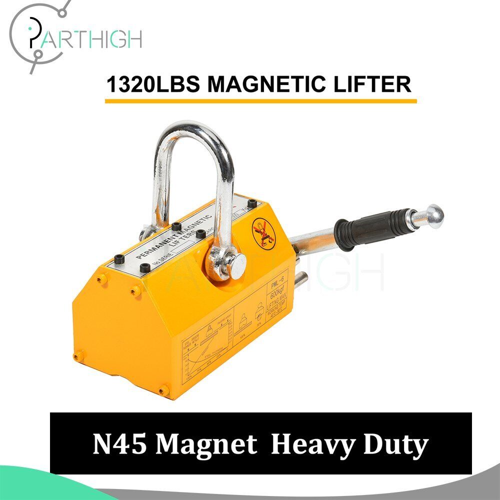 1x 1320LB Magnetic Lifter Steel Lifting Hoist Crane Tool Heavy Duty