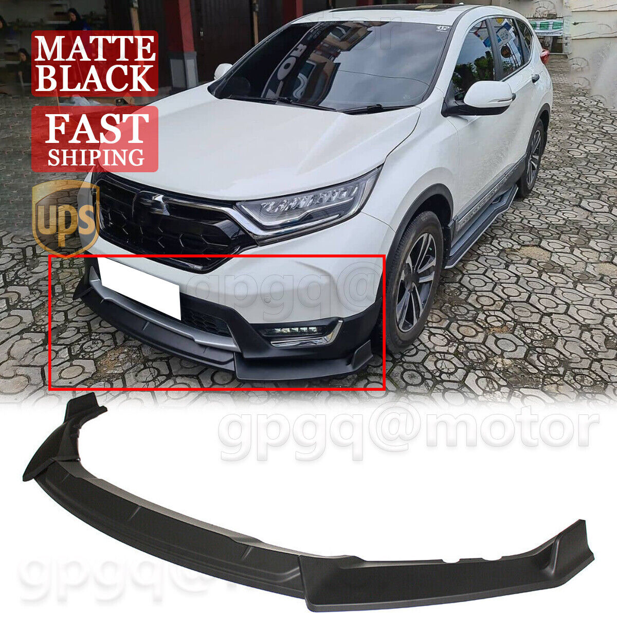 For Honda CR-V 2017-19 Matte Black V Style Front Bumper Lower Chin Lip Splitter