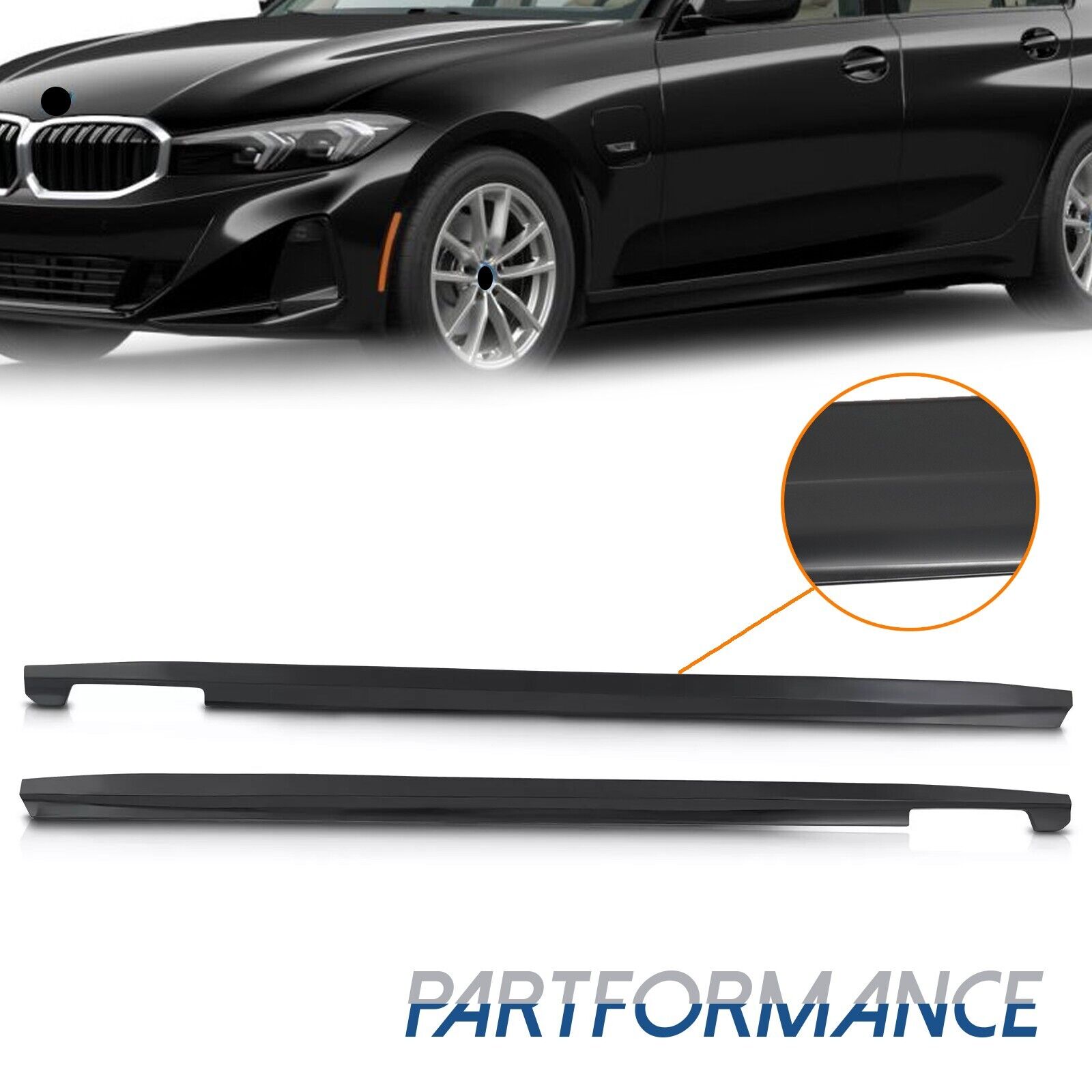 For 2019-2023 BMW G20 G28 3 Series M Sport Side Skirts Extension Gloss Black