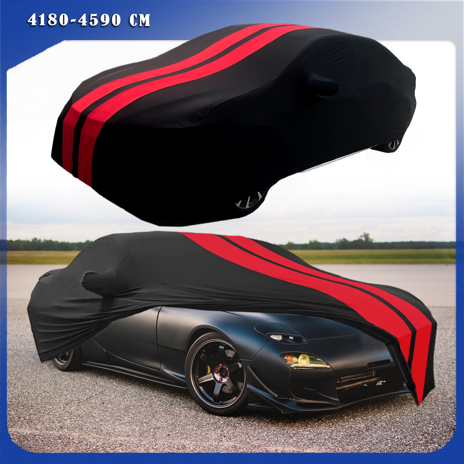 Red/Black Indoor Car Cover Stain Stretch Dustproof For Mazda RX-7 RX-8