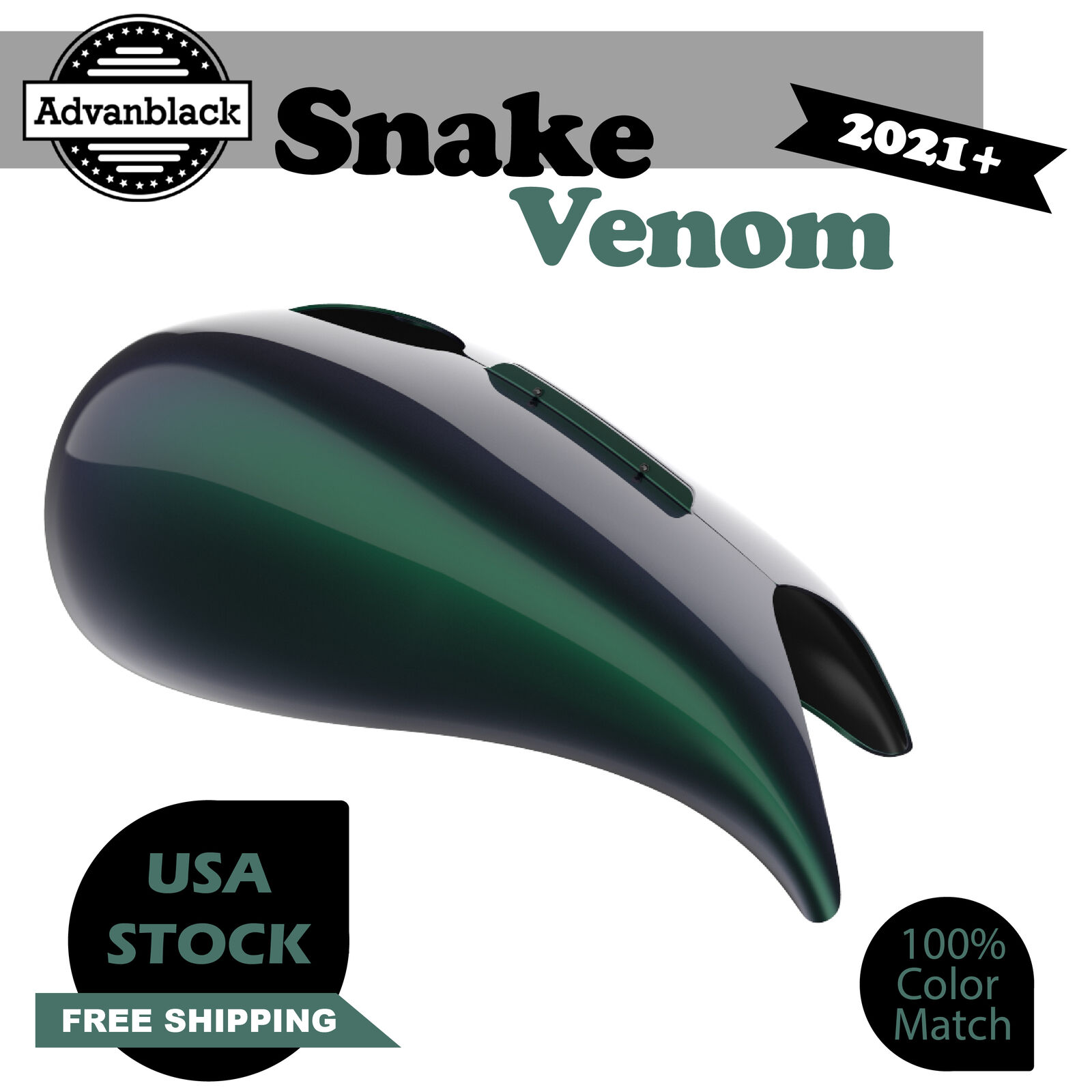 Advanblack Snake Venom Stretched Tank Cover Fits 21+ Harley Street Road Glide