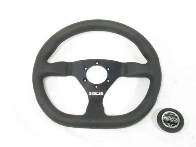 Sparco L360 Steering Wheel 330mm Black Leather Flat Dish w/ Flat Bottom NEW