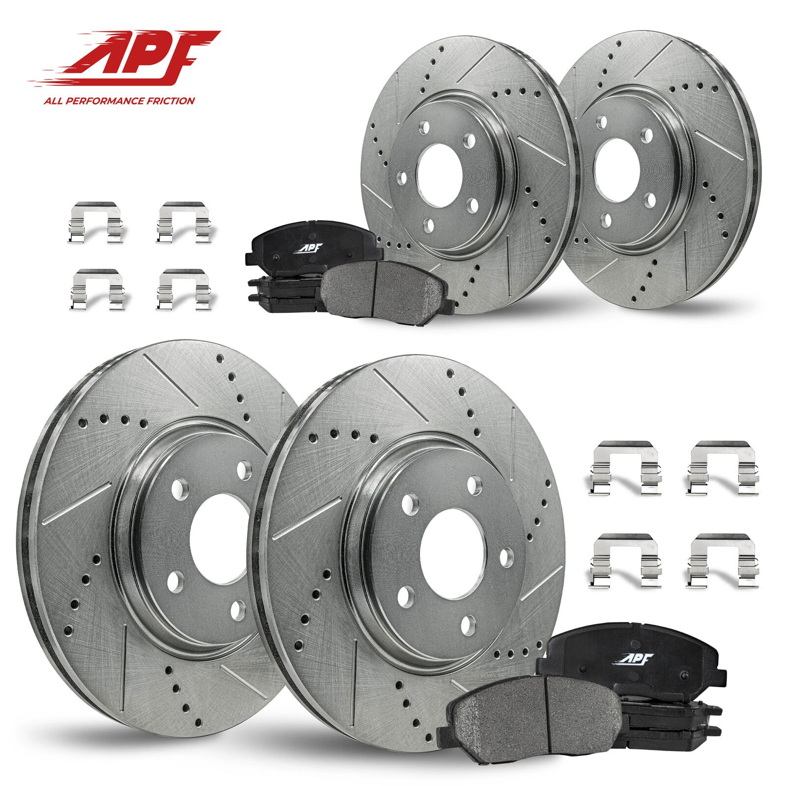 Front & Rear Zinc Drill/Slot Brake Rotors + Pads for Lexus IS300 2001-2005