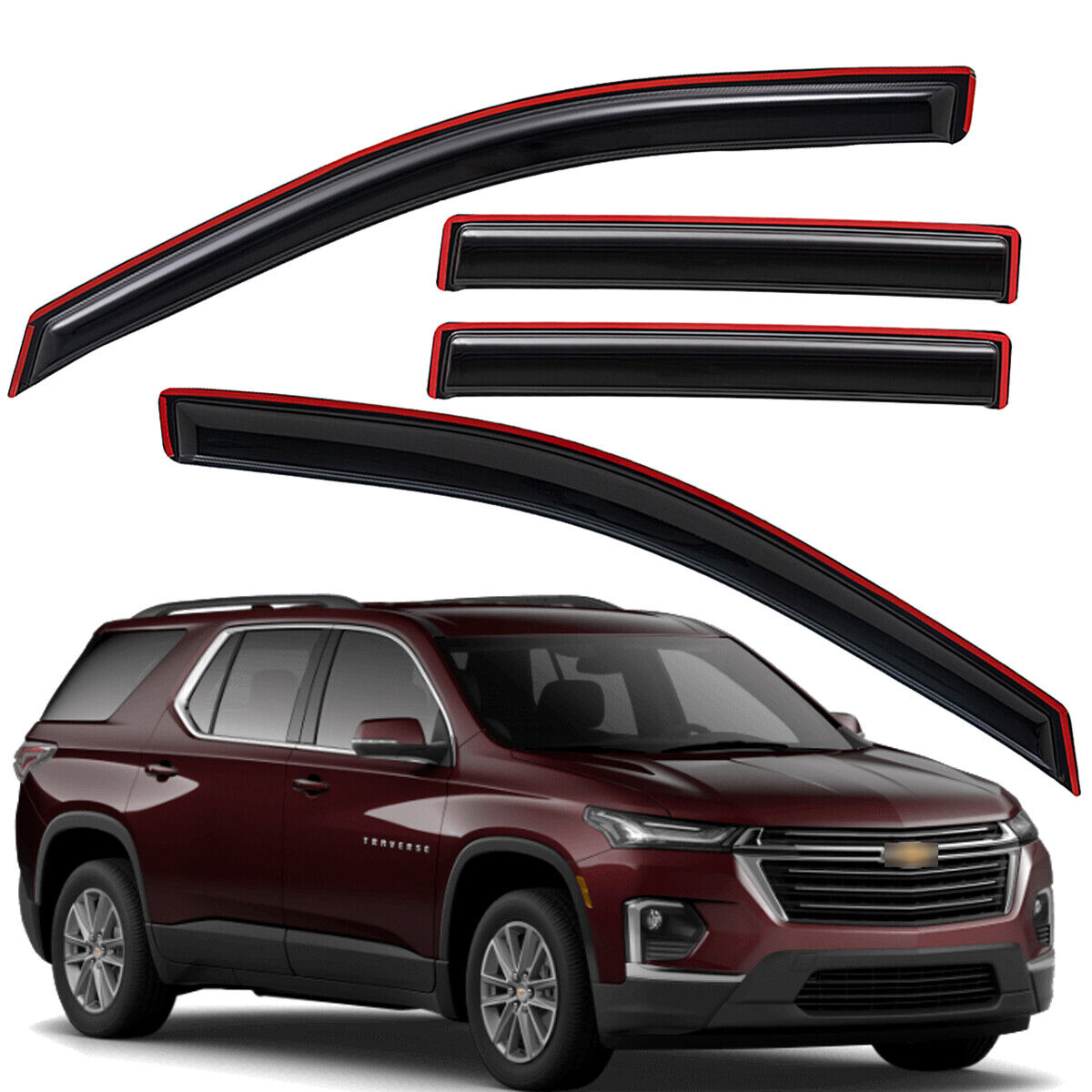 In-Channel Window Visor Vent Shade Rain Guards for 2018-2023 Chevrolet Traverse