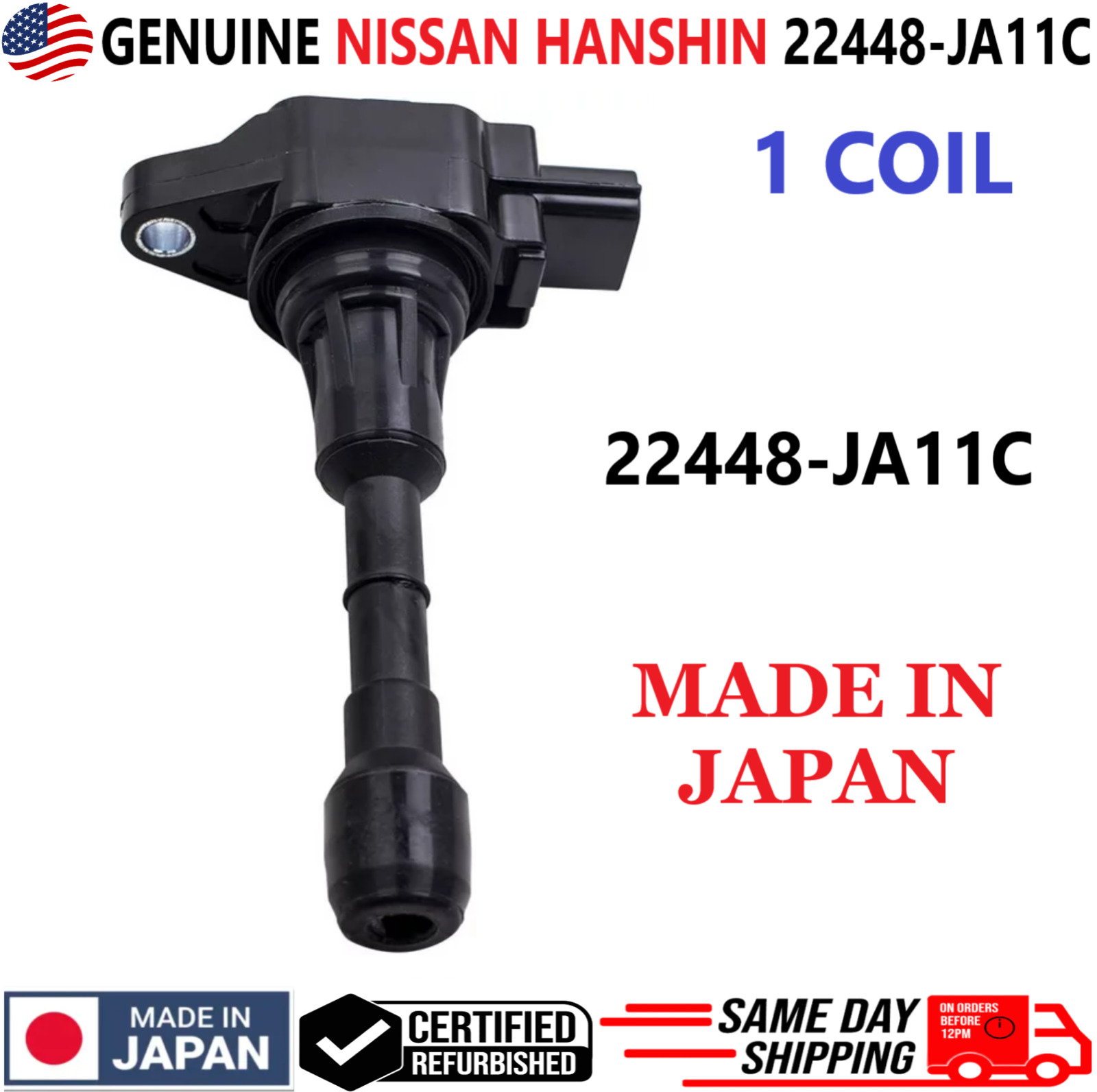 GENUINE NISSAN x1 Ignition Coil For 2007-2017 Nissan & Infiniti V6, 22448-JA11C