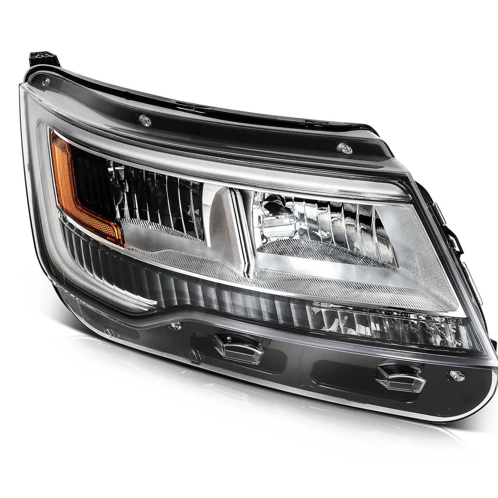 For 2016-2018 Ford Explorer Right Passenger Chrome Headlight Assembly W/ LED DRL